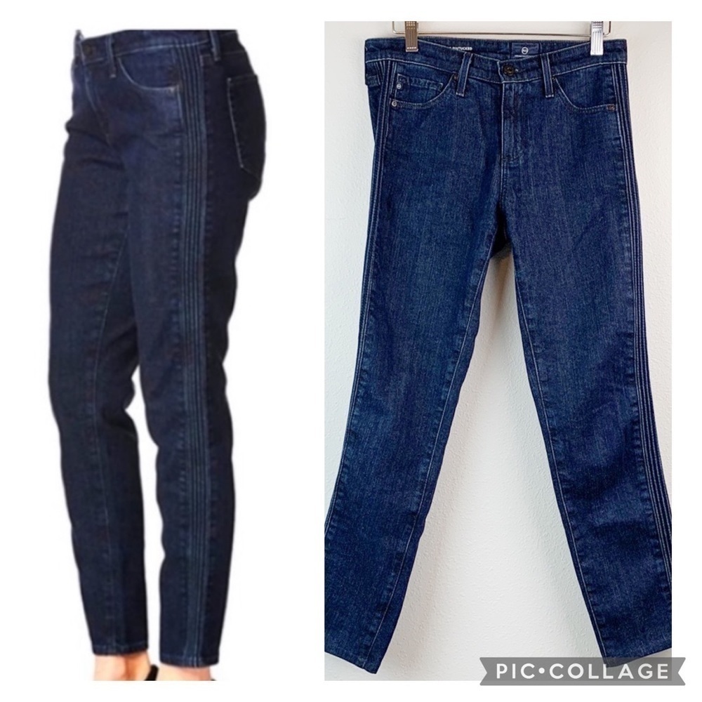 AG Prima ankle pin tucked cigarette ankle dark wash low/ mid rise jeans EUC - Picture 2 of 14
